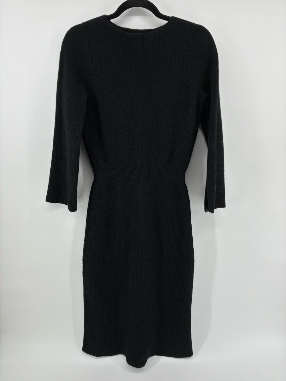 Uniqlo 100% Wool Ribbed Classic Black Knit Dress - Women